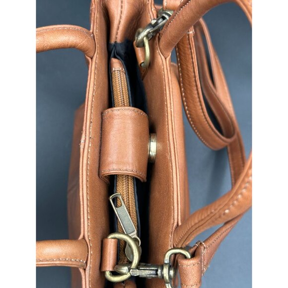 Land Outback Tan Leather Purse With 20" Shoulder Strap & Multiple Pockets - Picture 10 of 14